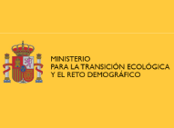Escudo y texto del Ministerio para la Transici&oacute;n Ecol&oacute;gica y el Reto Demogr&aacute;fico de Espa&ntilde;a.