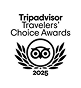 Logo de Tripadvisor Travelers' Choice Awards 2023 con un b&uacute;ho rodeado de hojas.